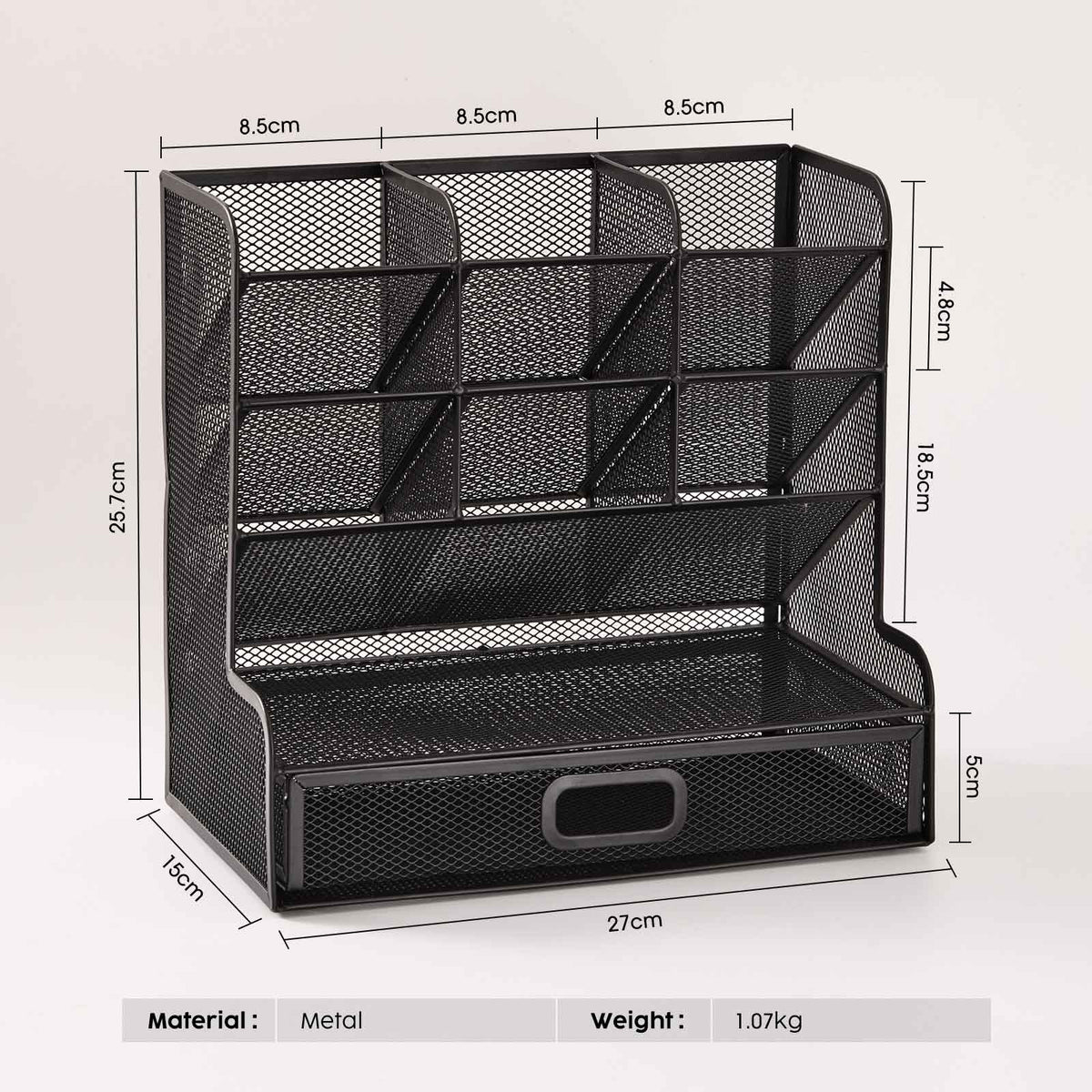 Mesh Desk Stationery Organiser with Drawer