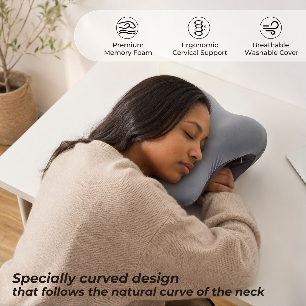 Ergonomic Memory Foam Neck & Head Support Pillow