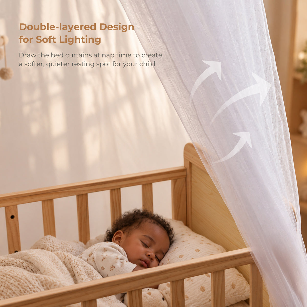 White Kids Double-Layer Bed Canopy Mosquito Net