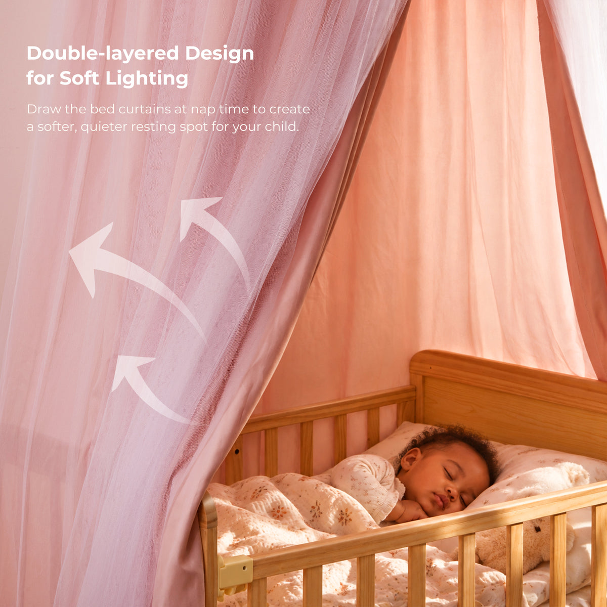 Pink Kids Double-Layer Bed Canopy Mosquito Net