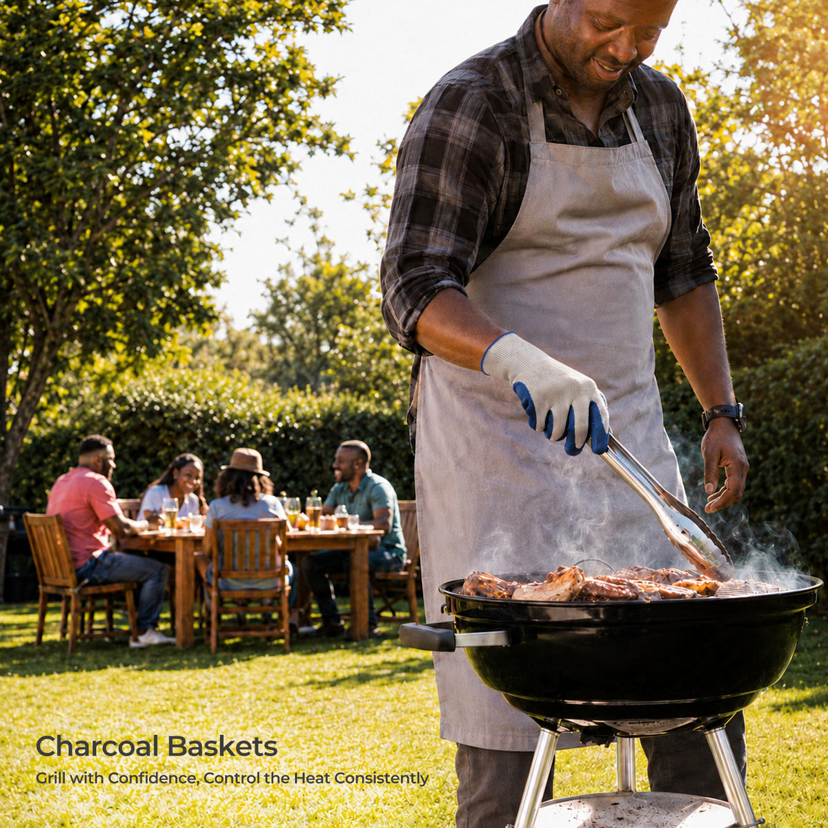 2-Pack Heavy-Duty Charcoal Baskets with BBQ Gloves
