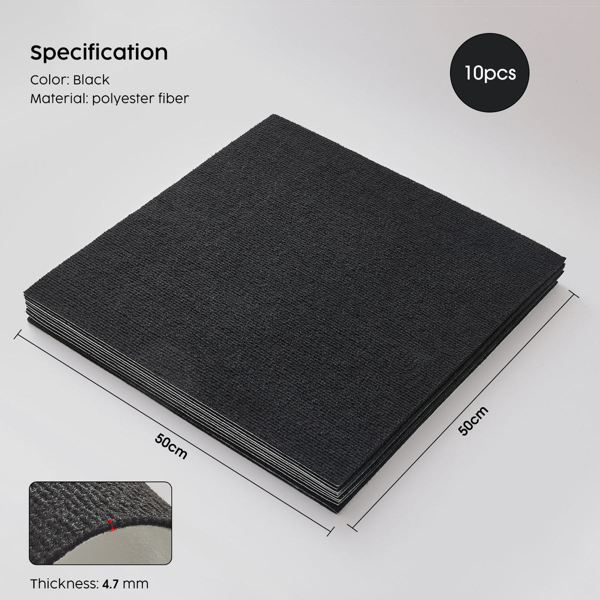 Self-Adhesive Carpet Tiles 50 x 50 cm - 10 Pack