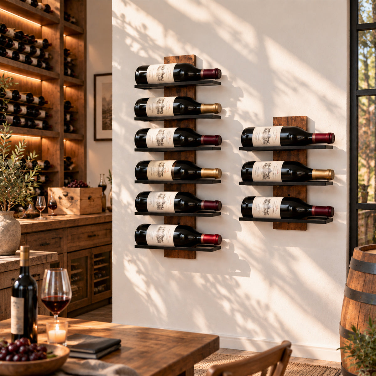 Wall-Mounted Wine Rack Combo