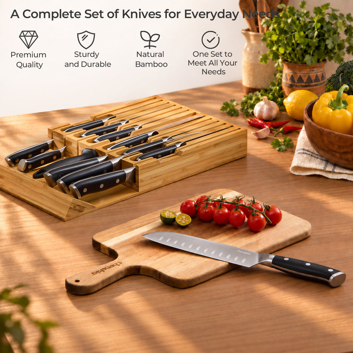 14-Piece Knife Set with Bamboo Drawer Block