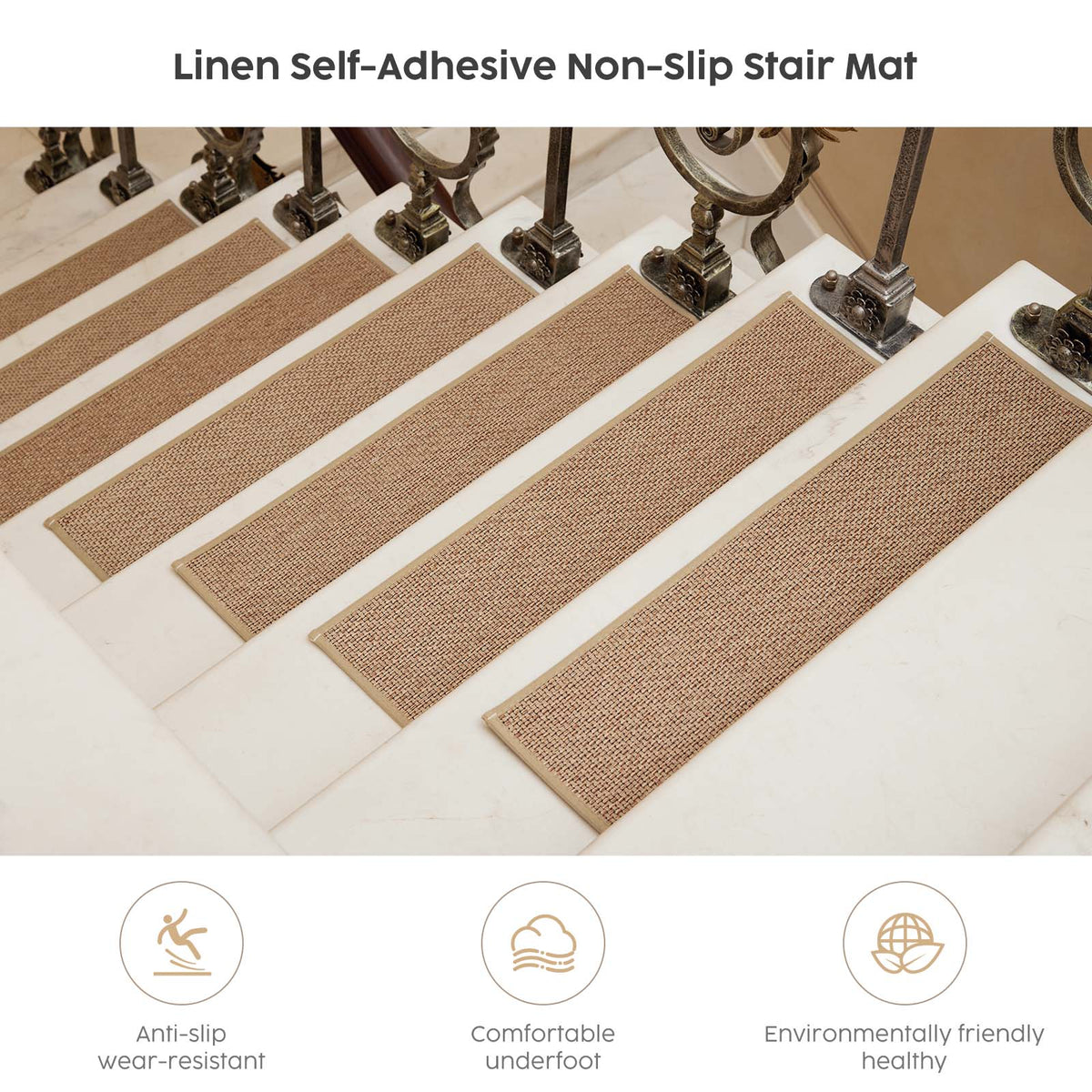 Peel-and-Stick Stair Carpet Treads