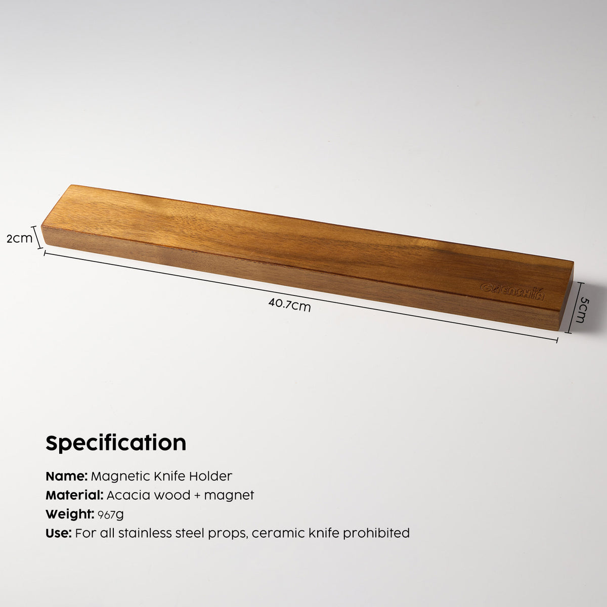 Acacia Wood Magnetic Knife Holder