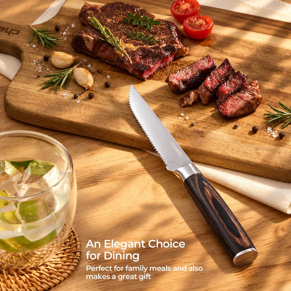 Wooden Handle Steak Knife - Set of 4