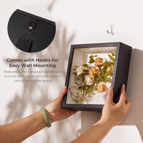 Black 20cm Shadow Box Frame - 3D Deep Display Case (2 Pack)