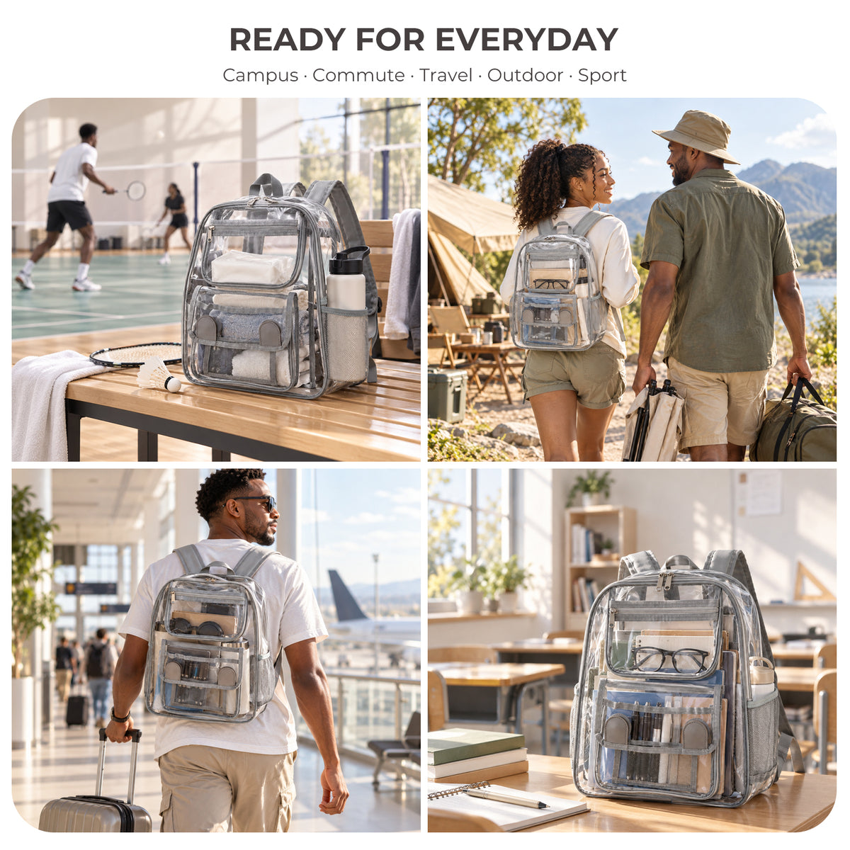 Clear PVC Backpack - Waterproof Transparent Travel Bag