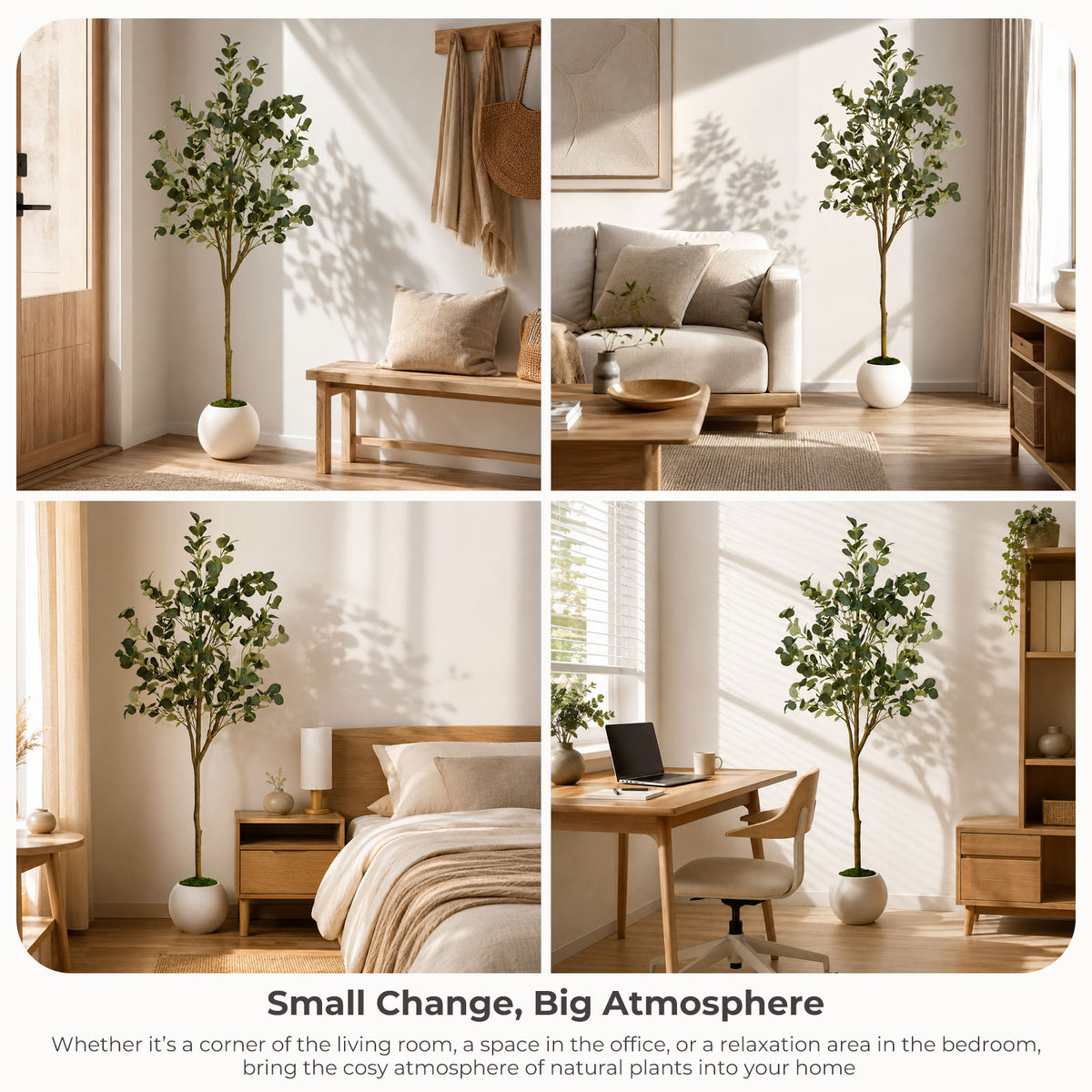 180cm Artificial Eucalyptus Tree with White Planter