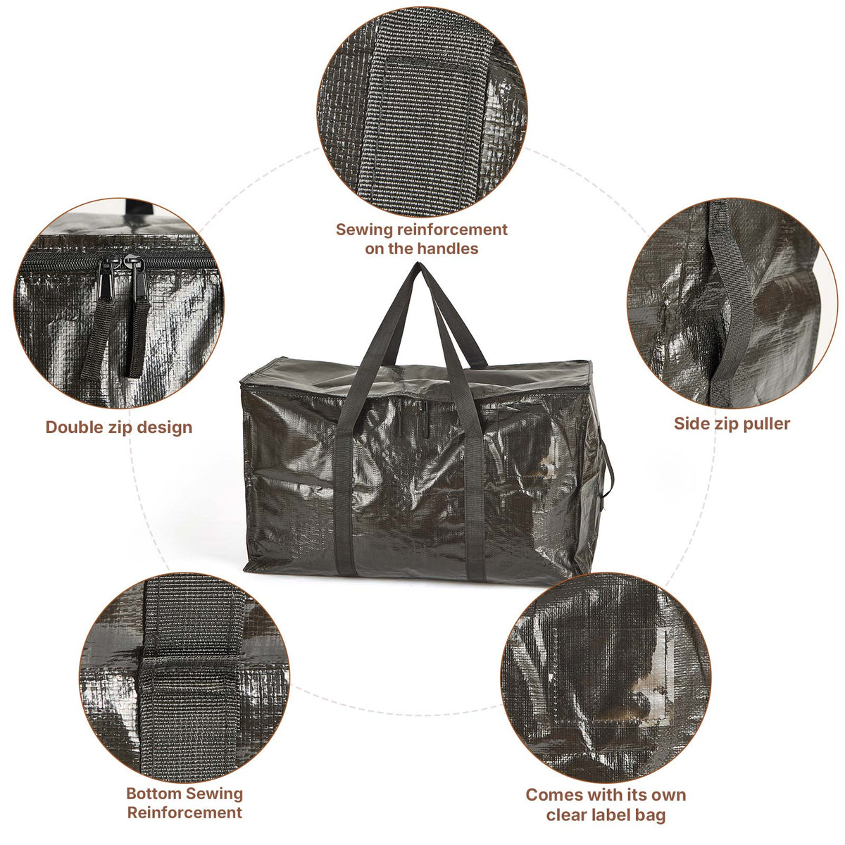 Black Heavy-Duty Reusable Moving Bags - 4 Pack