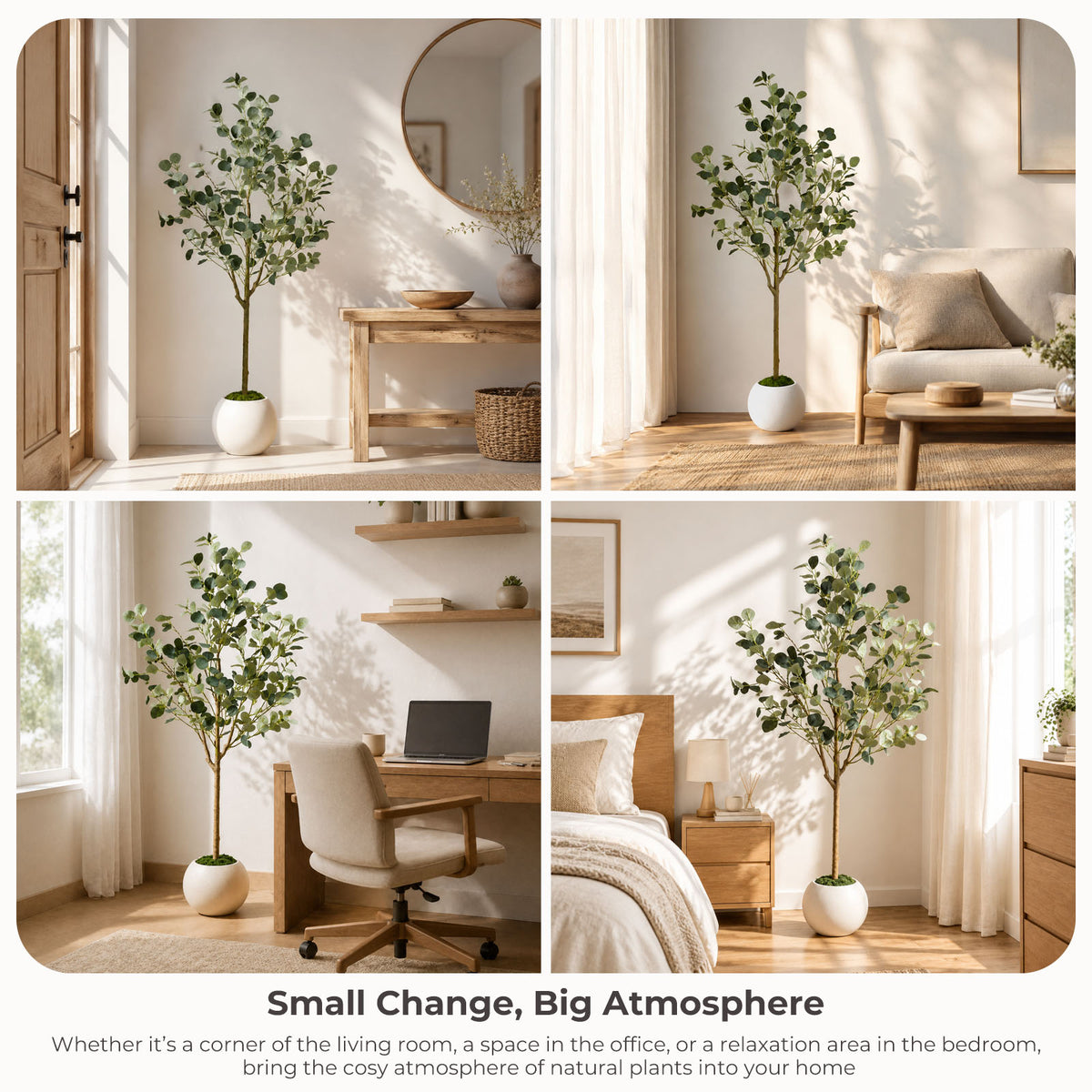 150cm Artificial Eucalyptus Tree with White Planter