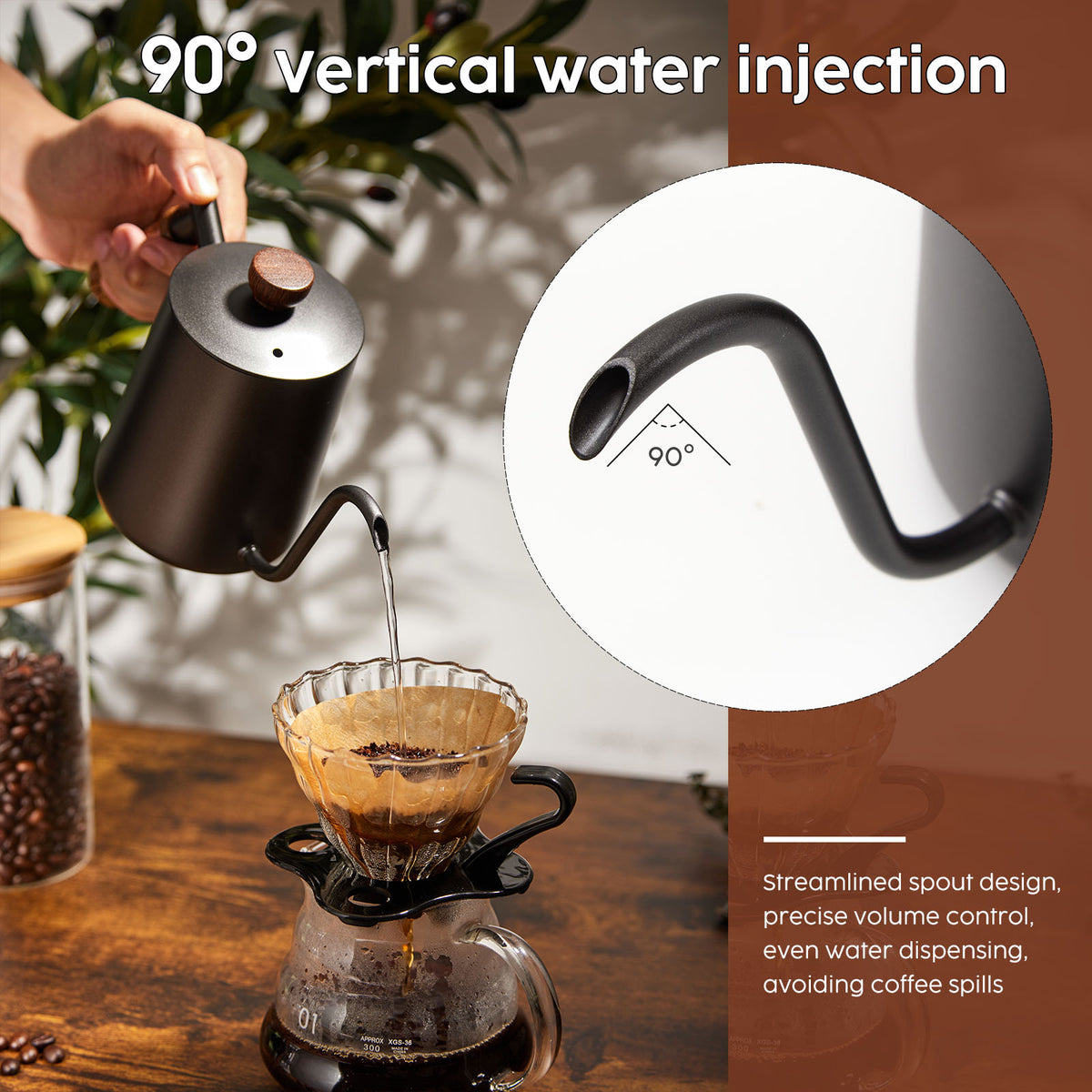 600 ml Gooseneck Pour-Over Kettle – Matte Black