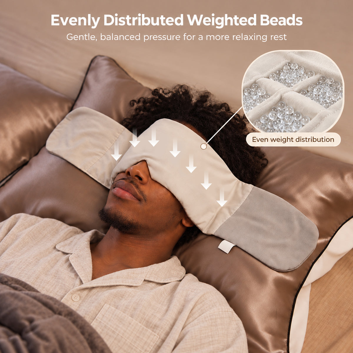 Weighted Eye Mask with Reversible Cool and Fleece Sides - Grey