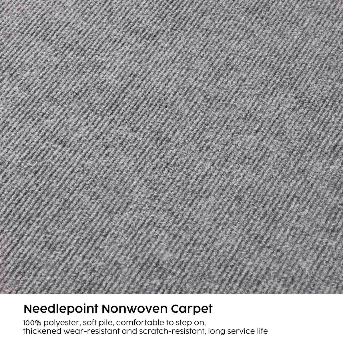 Self-Adhesive Carpet Tiles 50 x 50 cm - Grey, 10 Pack