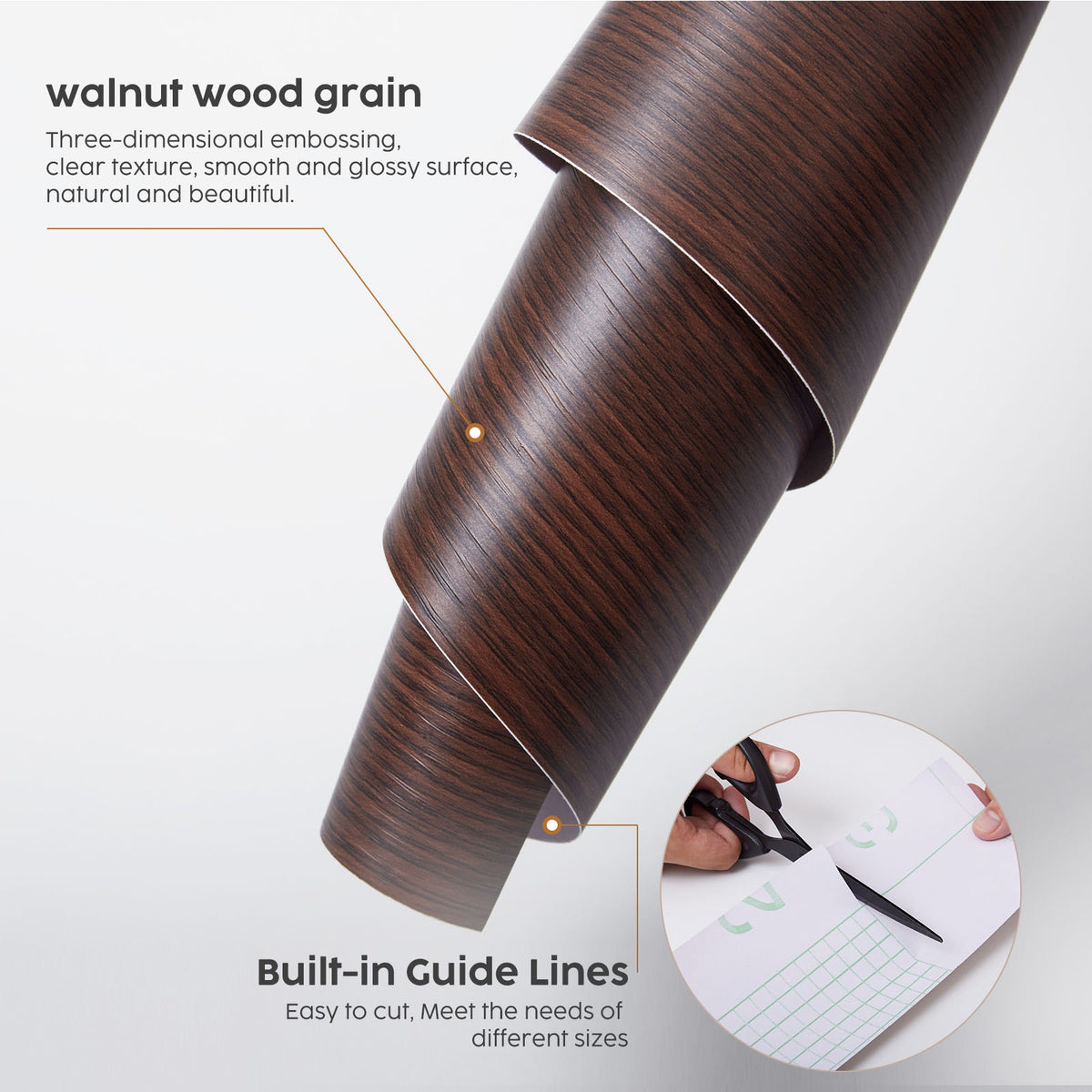 Self-Adhesive Wood Grain Vinyl – 2 x 5 m Rolls
