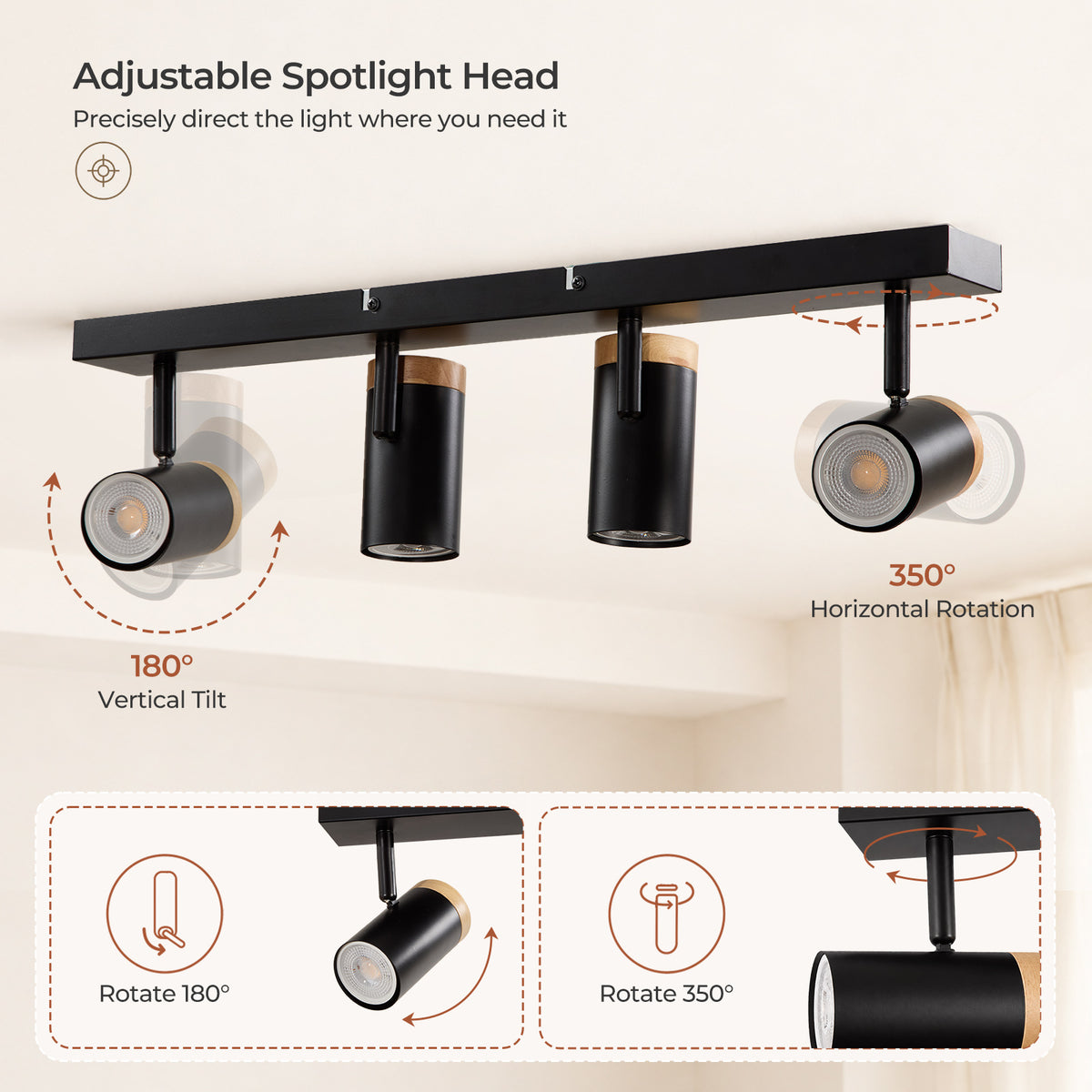 4-Head Adjustable Spotlight Ceiling Light