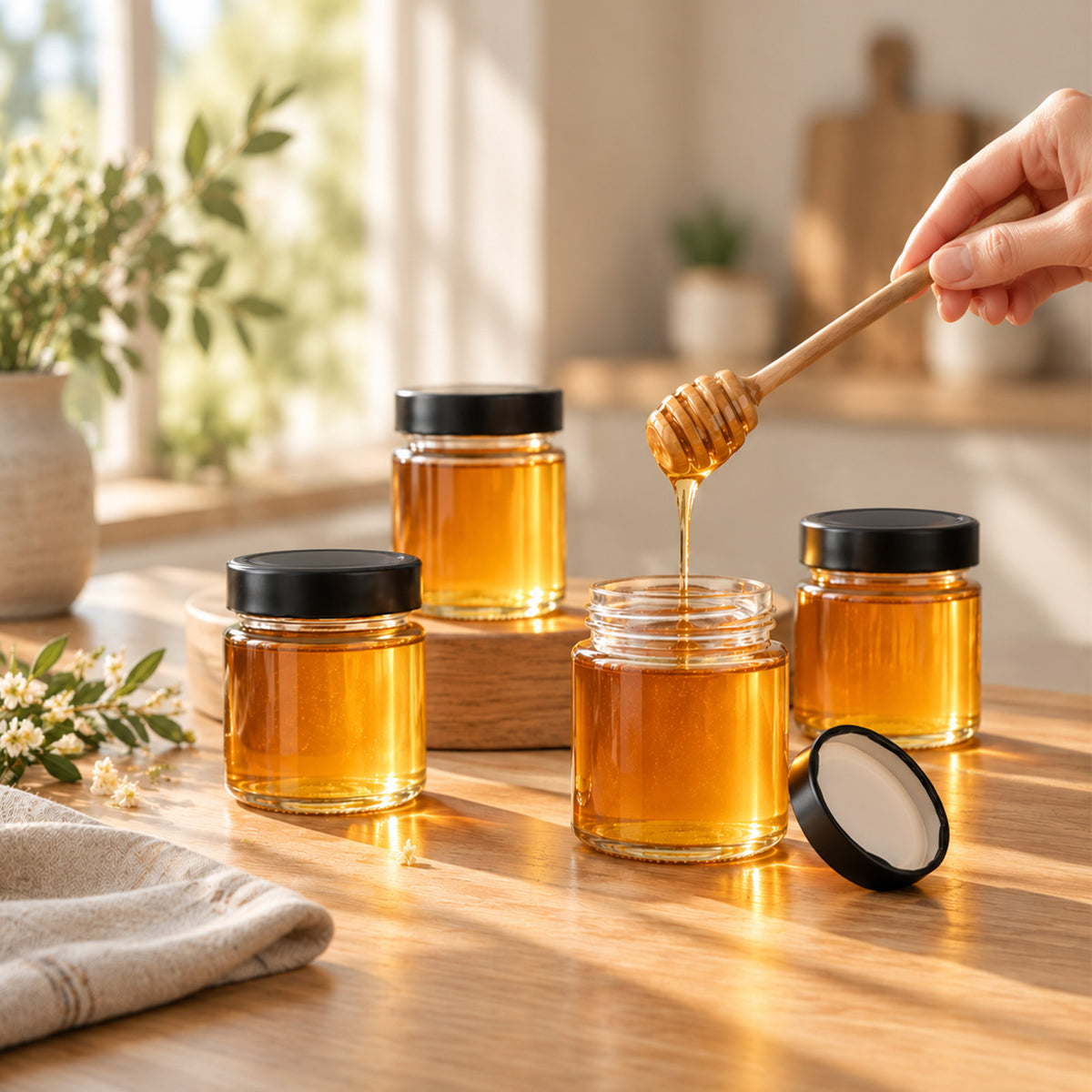 280ml Glass Storage Jars with Black Lids