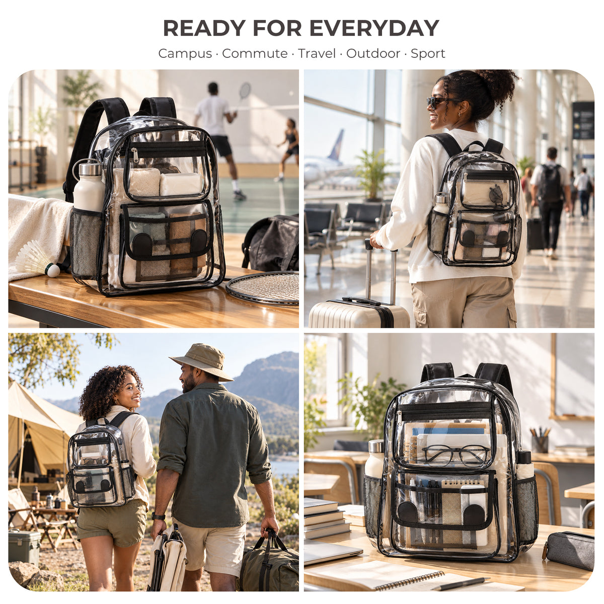Clear PVC Backpack - Waterproof Transparent Travel Bag