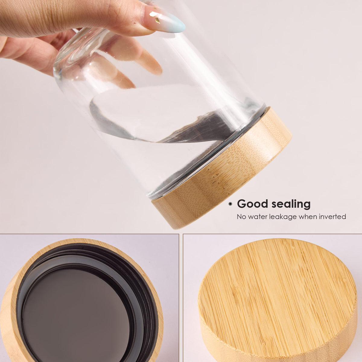 Glass Jars with Bamboo Lids 470 ml - 4 Pack