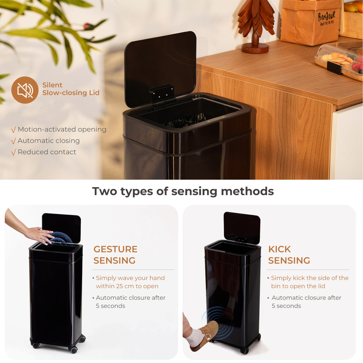 50L Stainless Steel Touchless Sensor Bin