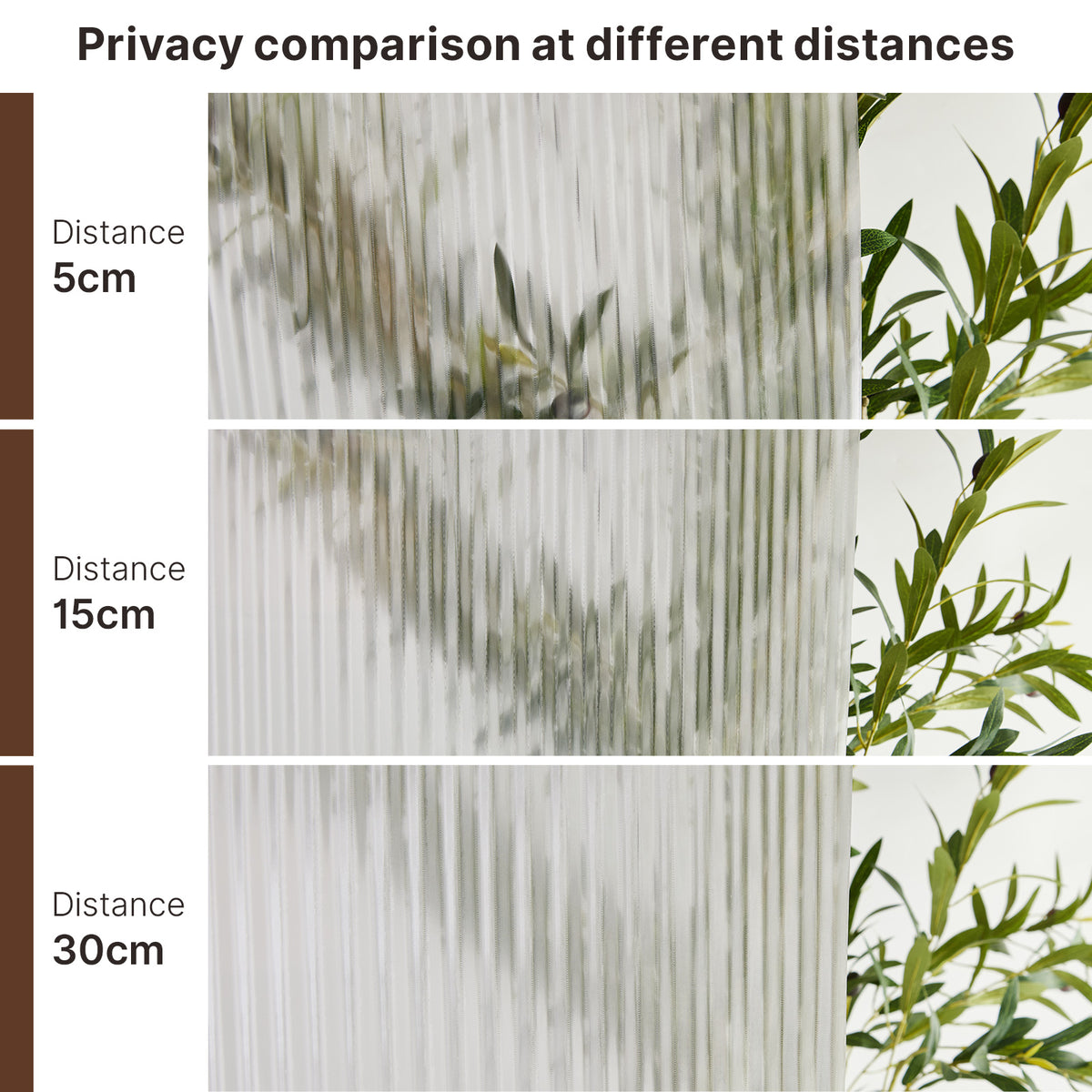 Reeded Glass Static Cling Privacy Window Film - 50 cm × 5 m