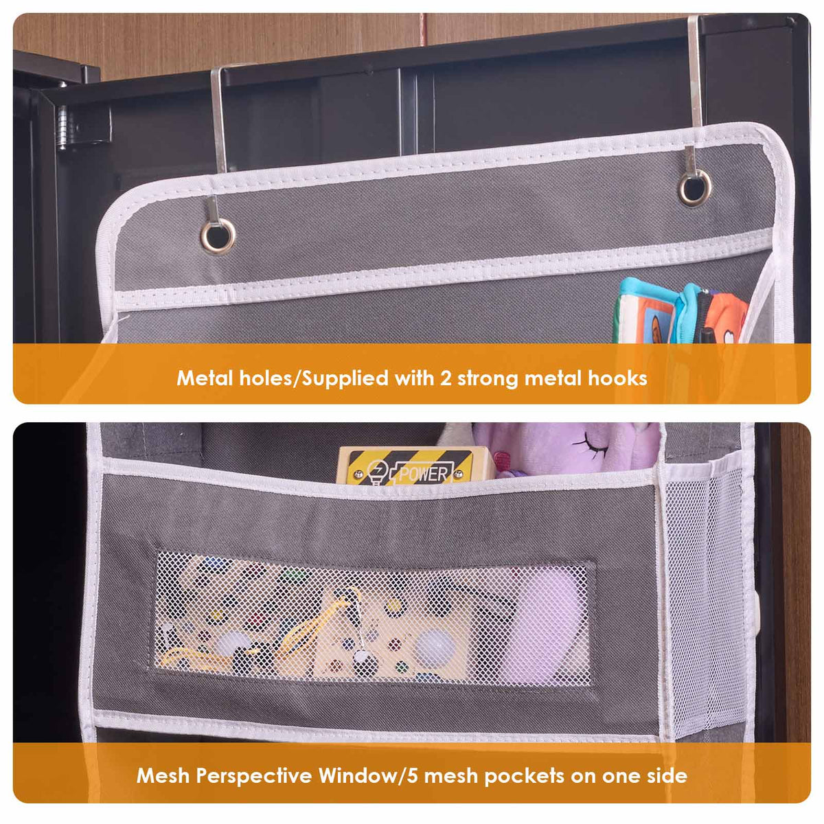 5-Tier Over-Door Storage Organiser – Grey