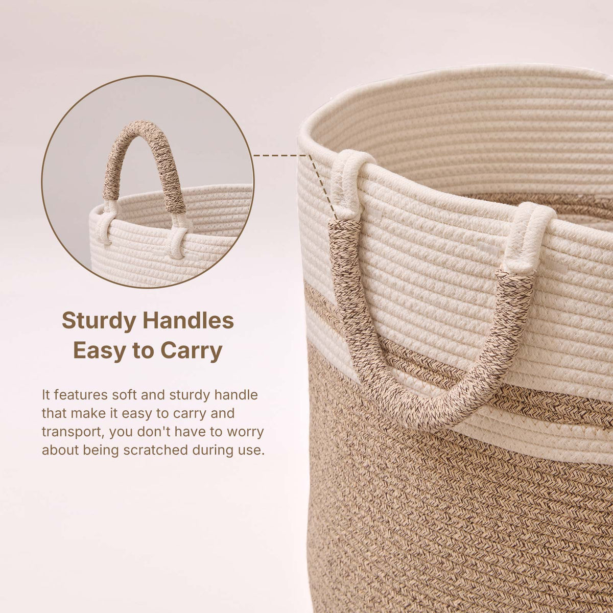 Woven Cotton & Jute Laundry Basket