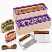 Silicone Soap Mould Set with Wooden Holders and Cutters - Purple