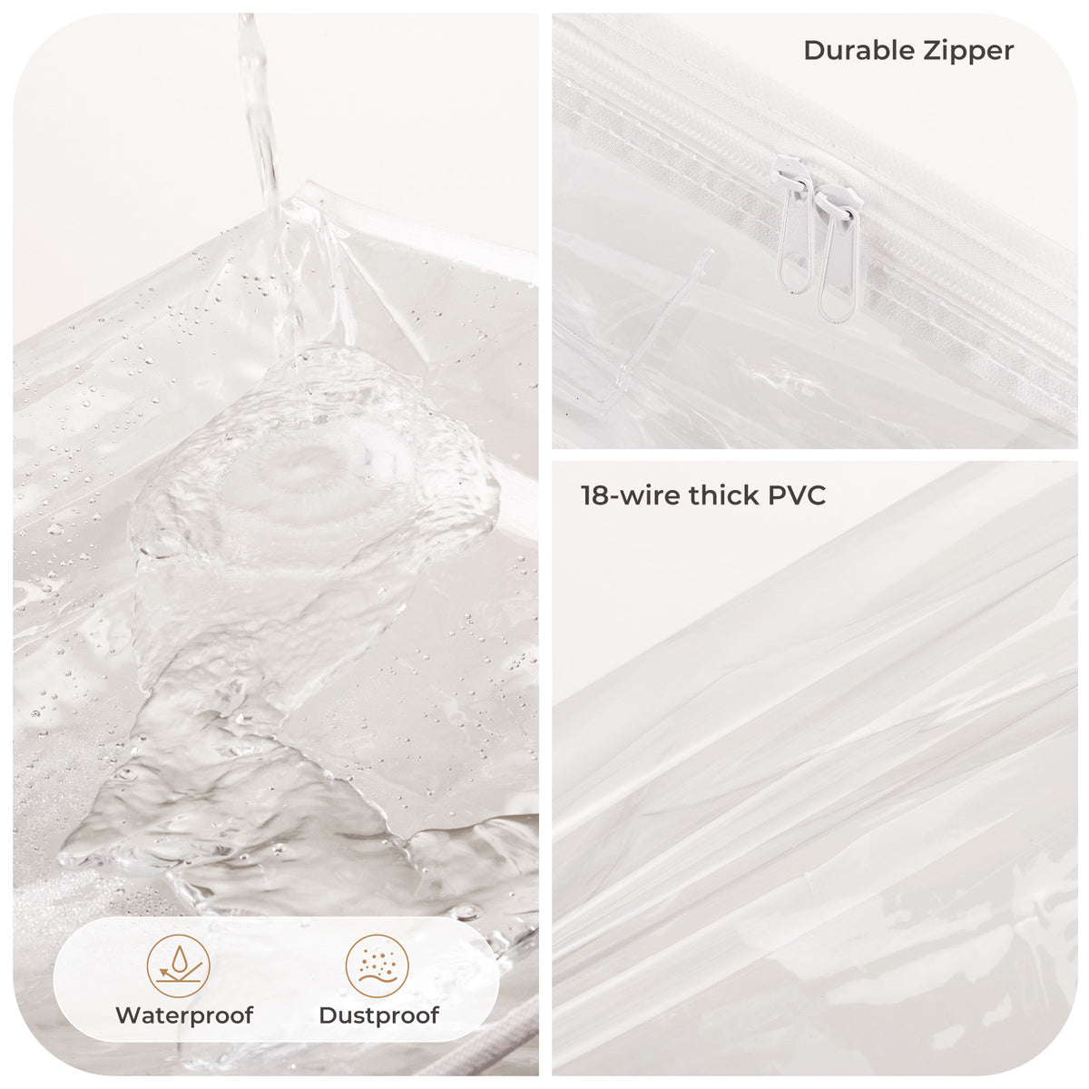 Clear PVC Storage Bags with Zipper for Kids Clothes & Toys – 6 Piece Organiser Set