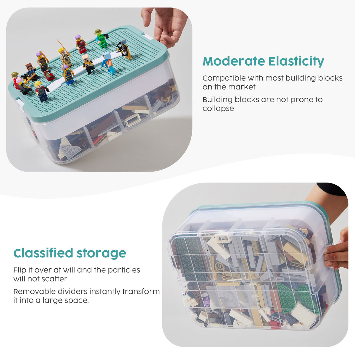 3-Tier Building Block Storage Box with Baseplate Lid