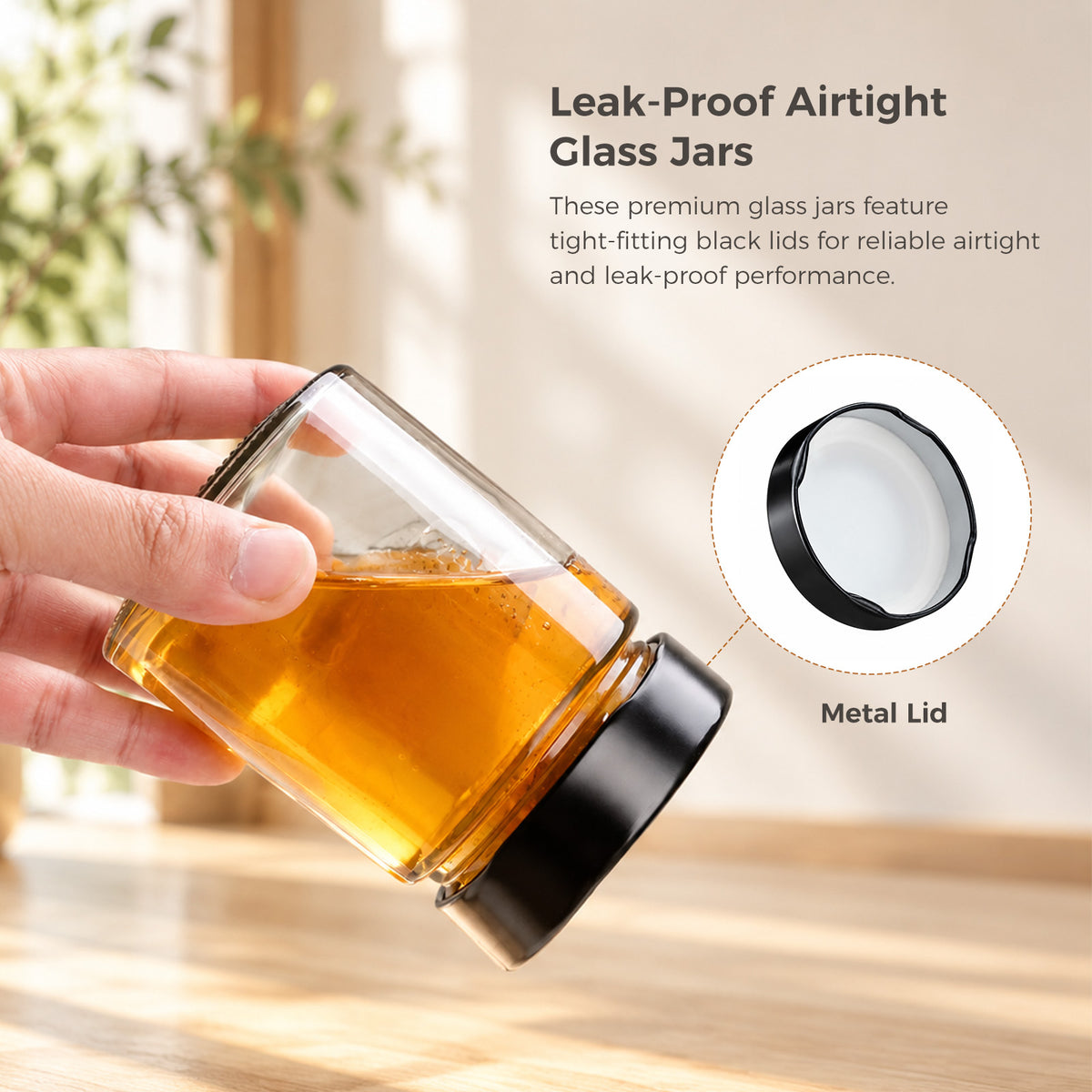 280ml Glass Storage Jars with Black Lids