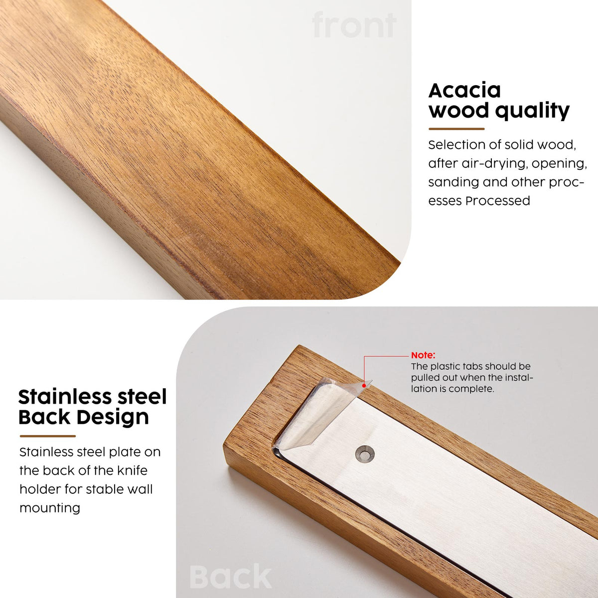 Acacia Wood Magnetic Knife Holder