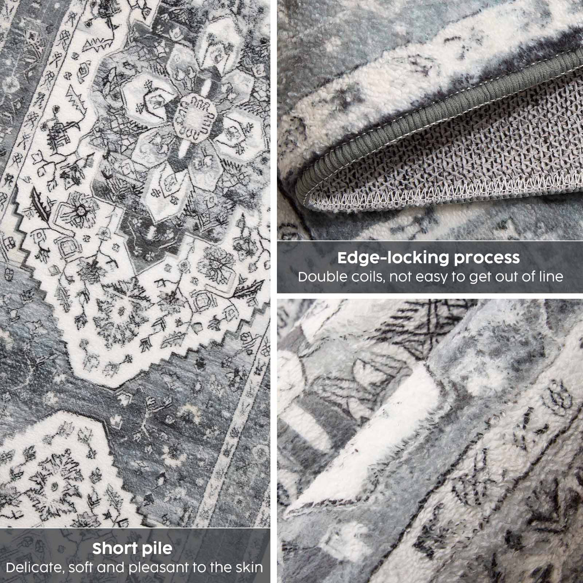 Washable Boho Rug – Grey