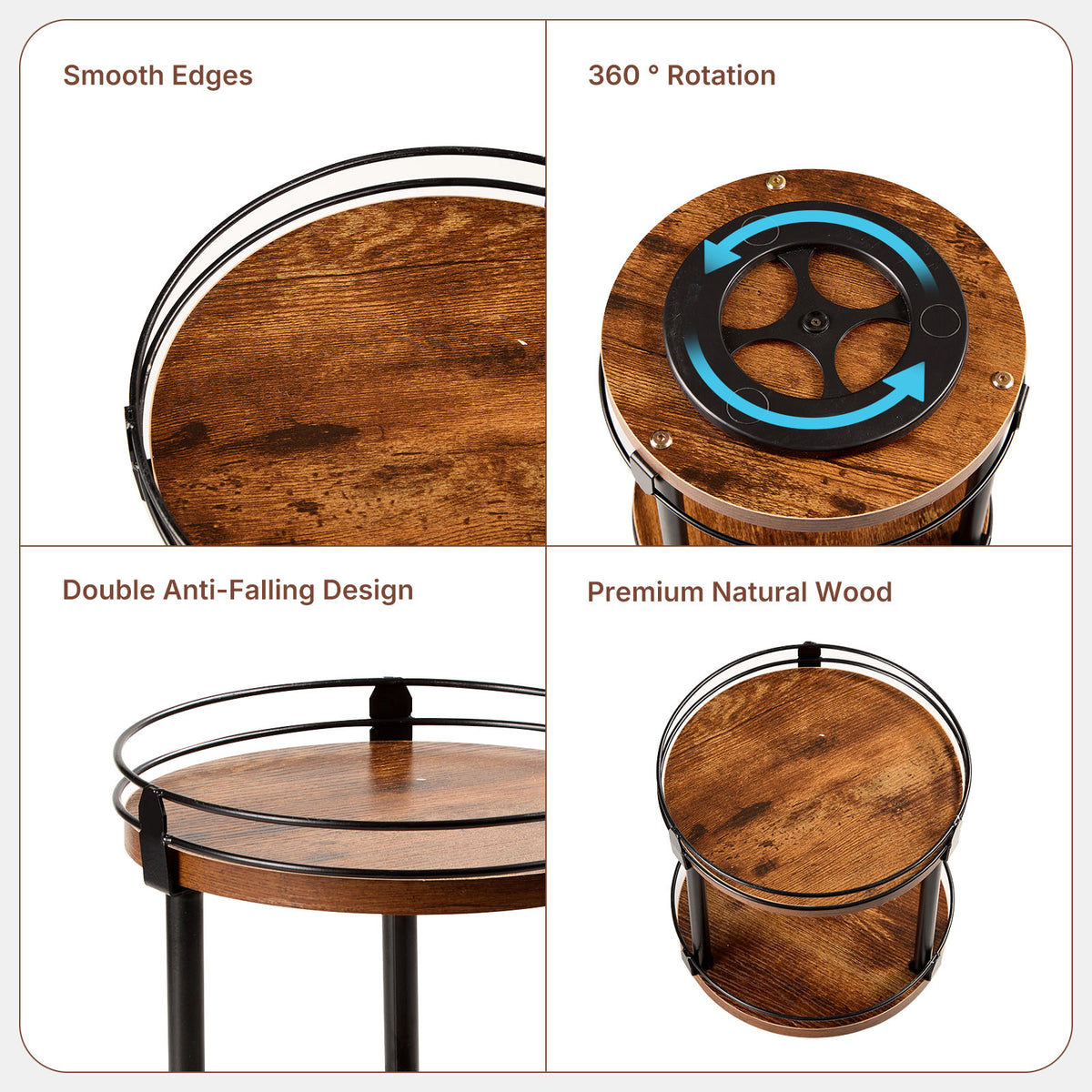 2-Tier Wooden Lazy Susan Spice Rack