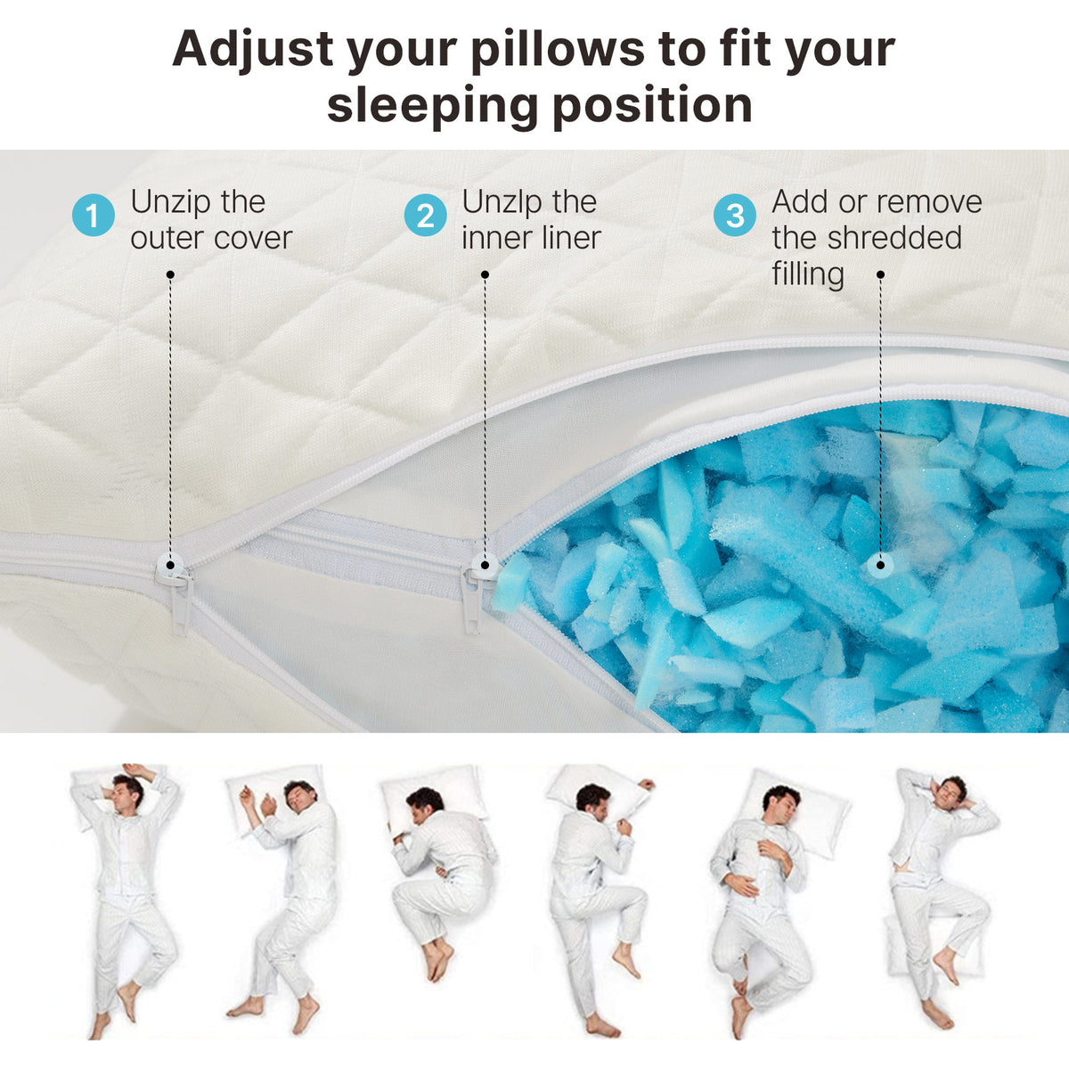 Adjustable Shredded Memory Foam Pillow