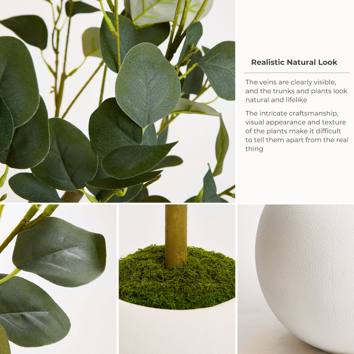 180cm Artificial Eucalyptus Tree with White Planter