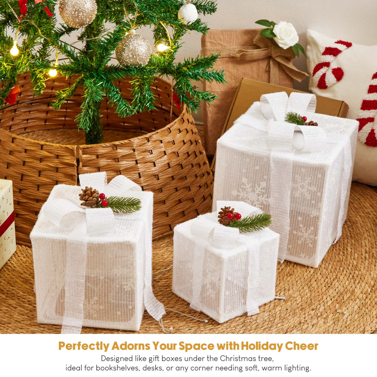 Light-Up Christmas Gift Boxes – Set of 3