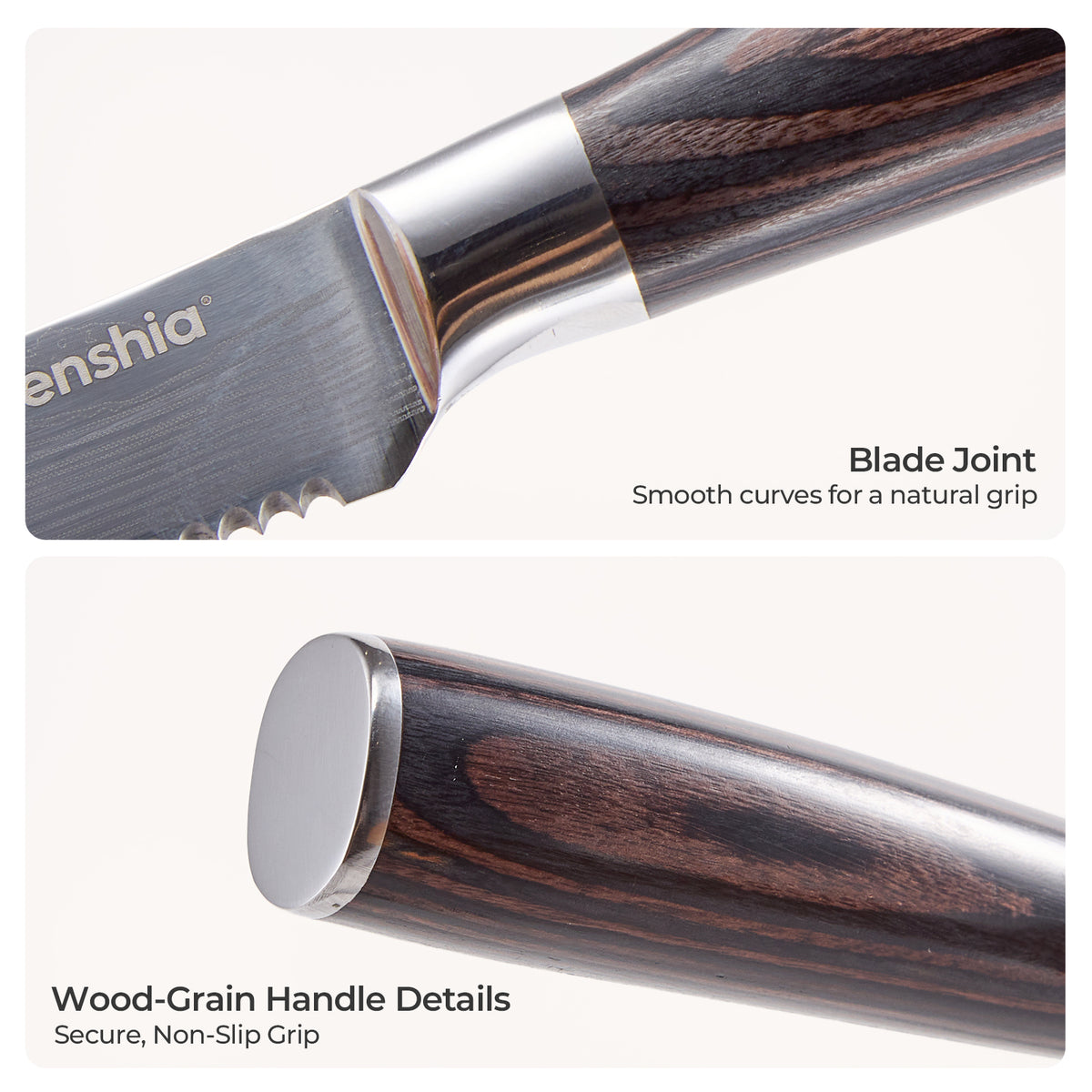 Wooden Handle Steak Knife - Set of 4