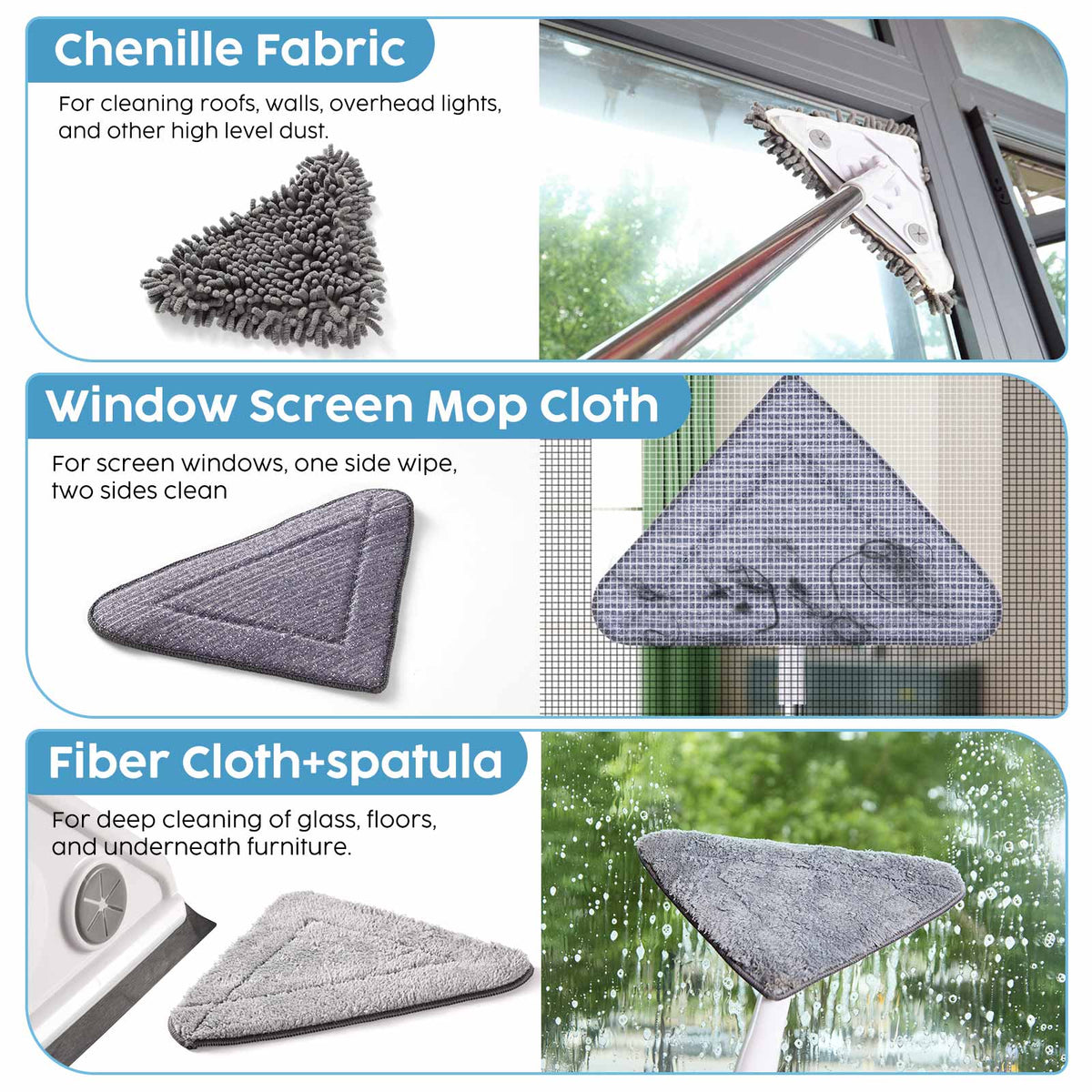 3-in-1 Window Cleaning Kit with Squeegee and Telescopic Pole