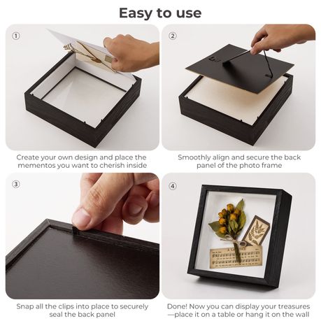 Black 20cm Shadow Box Frame - 3D Deep Display Case (2 Pack)