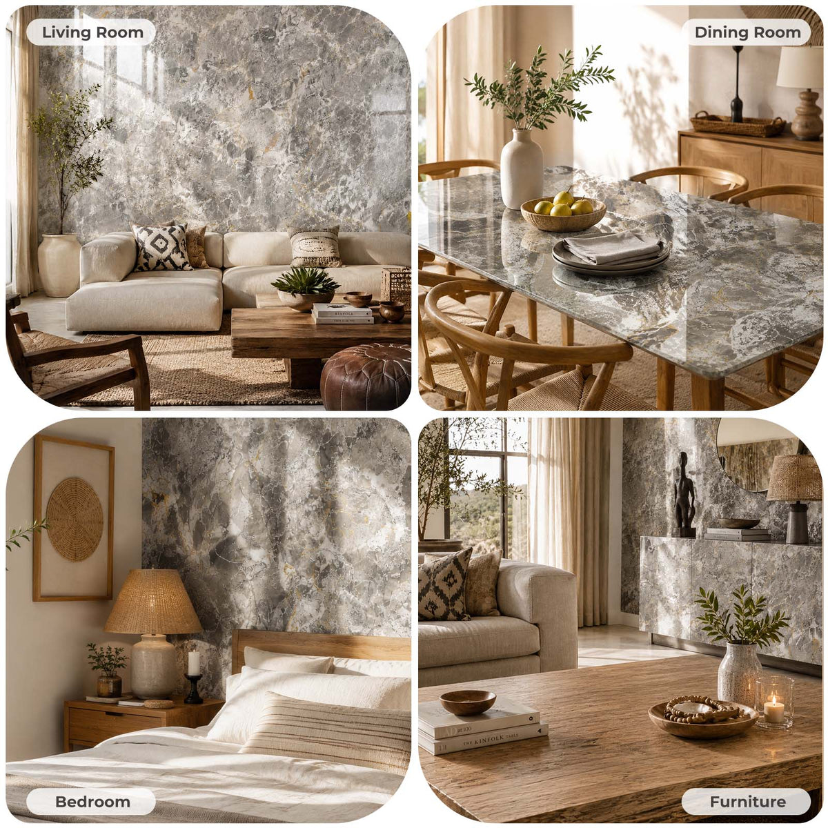 Golden Grey Marble-Effect Self-Adhesive Vinyl Roll - 40 cm × 3 m