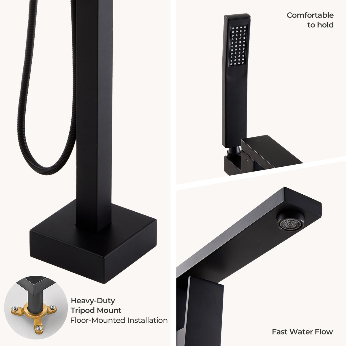 Freestanding Bath Mixer & Handheld Shower - Square