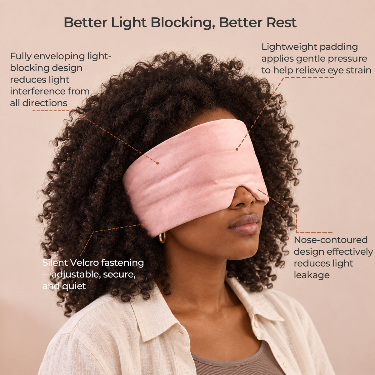 Weighted Eye Mask with Reversible Cool and Fleece Sides - Pink