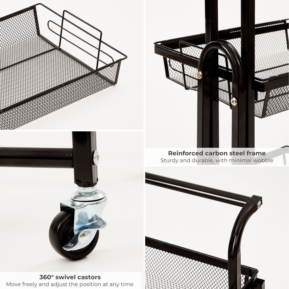 3-Tier Adjustable Storage Trolley