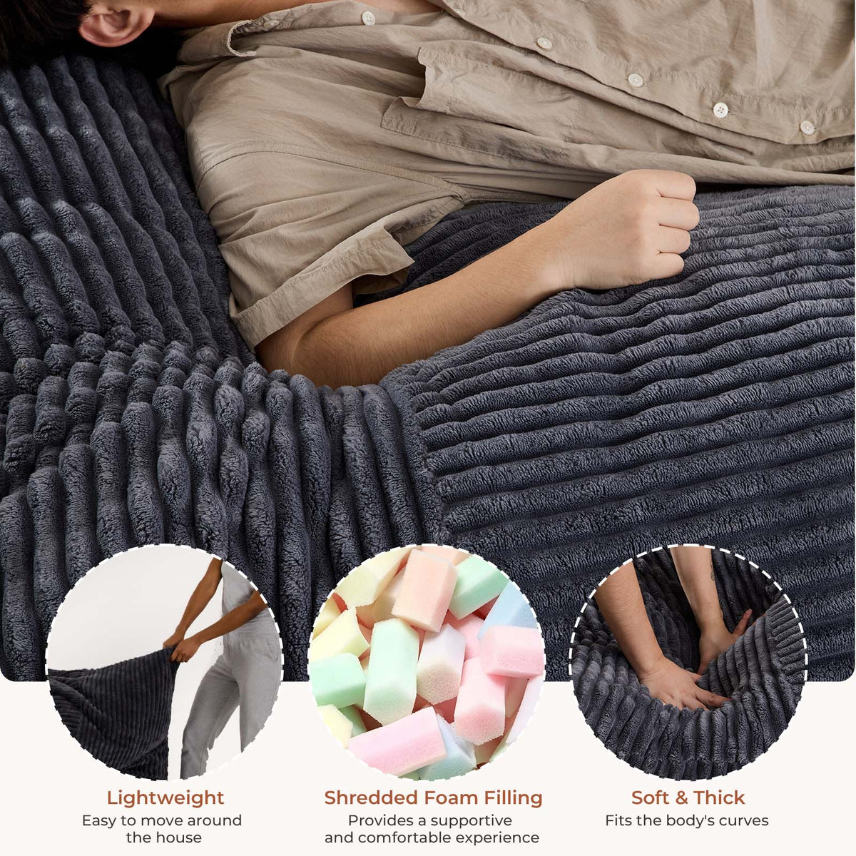 3-in-1 Memory Foam Bean Bag Chair