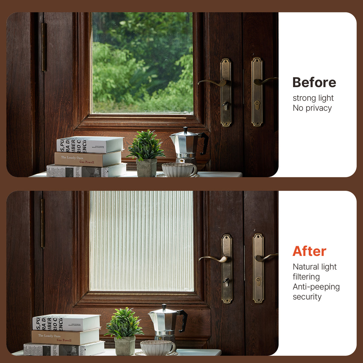 Reeded Glass Static Cling Privacy Window Film - 50 cm × 5 m