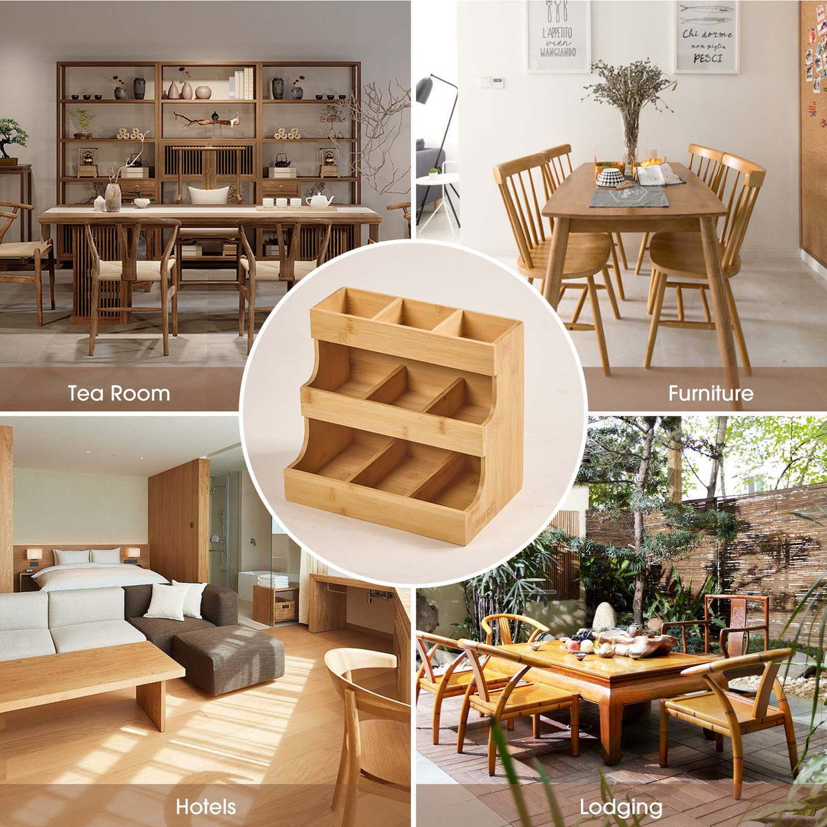 Bamboo Tea Bag Organiser - 3 Tier