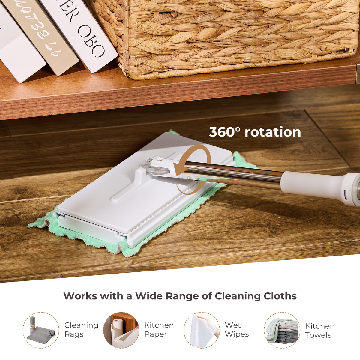 Snap-Grip Flat Mop - Zero-Touch Cloth Release