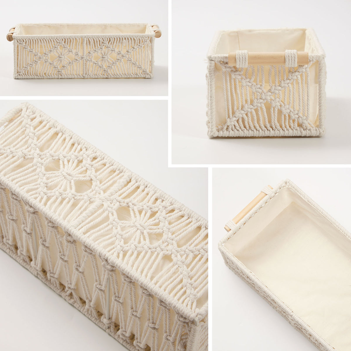Macramé Cotton Rope Storage Baskets – Set of 2
